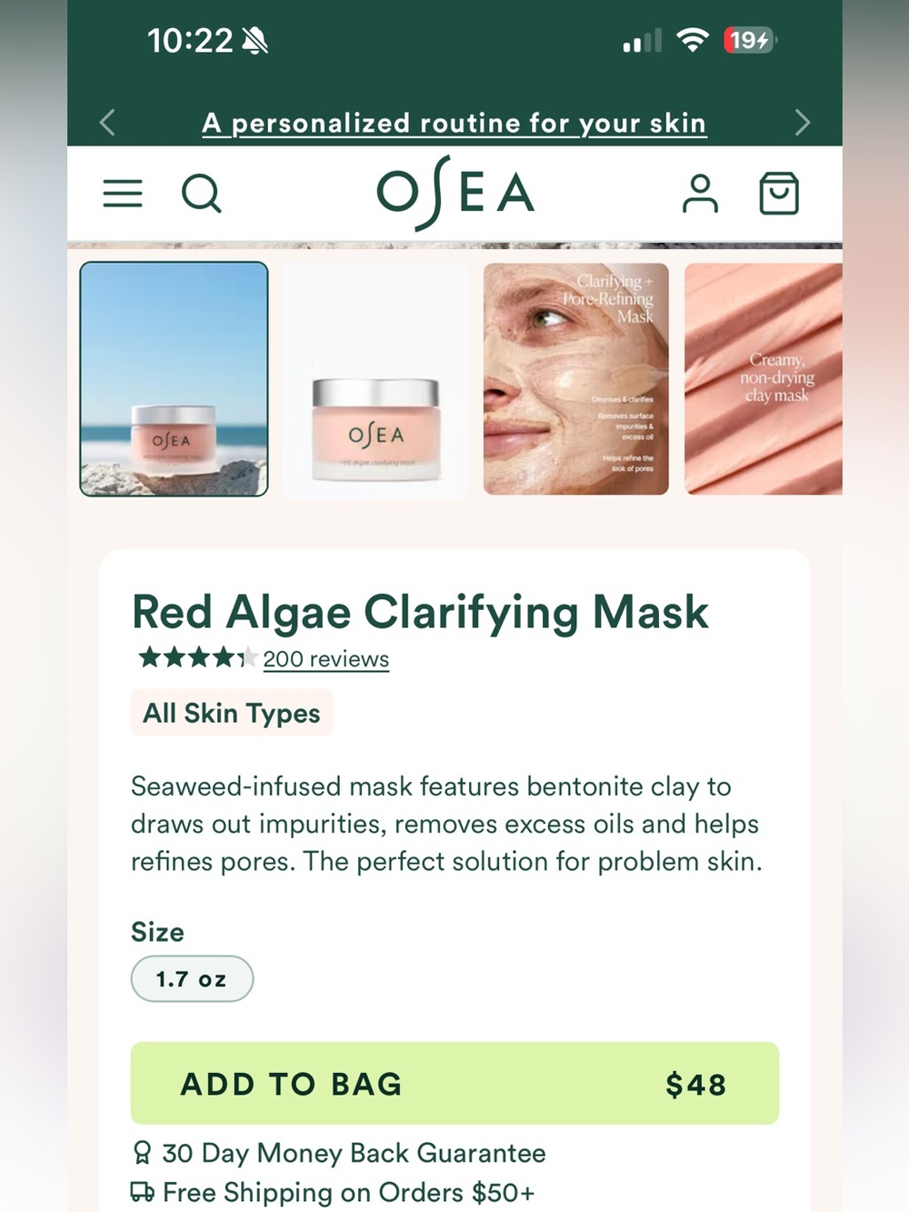 OSEA Malibu Red Algae Clarifying Mask